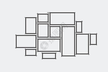 黑帧的集合 图片框矢量边界画廊正方形白色海报框架黑色空白木板长方形图片