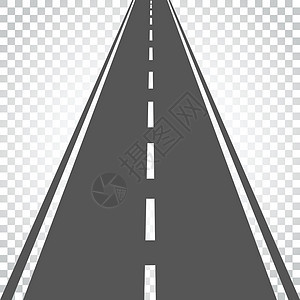 带有白色标记矢量图的直路 公路道路图标 孤立背景下的商业概念简单平面象形文字图片
