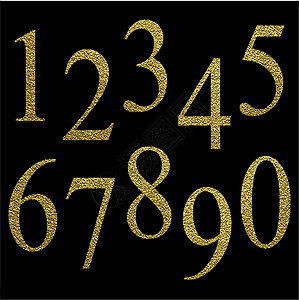 一组金属数字 矢量金色数字贵宾奢华魅力字体生日金子公司宝石字母插图背景图片