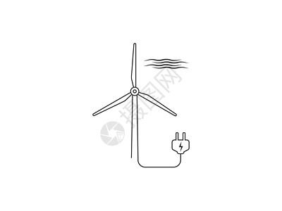 风能 风力涡轮机图标 矢量说明 平面设计环境风车农场反射力量曲线技术旋转生态涡轮图片