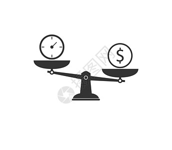 美元 时间 比例图标 矢量说明 平面设计货币工资硬币测量工作公平经济重量动机平衡图片
