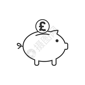 银行 金融 钱 猪 储蓄图标 矢量说明 平板设计绘画收藏安全现金预算硬币卡通片银行业财富标识图片