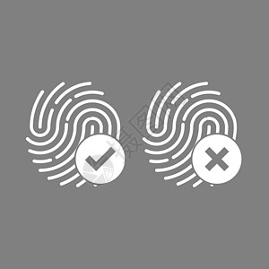识别符号 指纹图标 矢量插图 平面设计拇指打印钥匙驱虫剂身份黑色迷宫白色商业标识背景图片