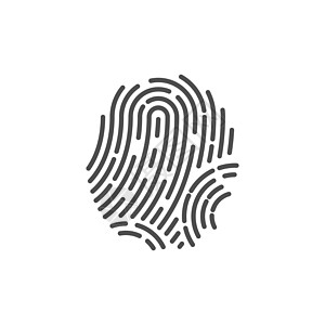 识别符号 指纹图标 矢量插图 平面设计手指拇指打印白色螺旋驱虫剂圆圈黑色技术迷宫图片