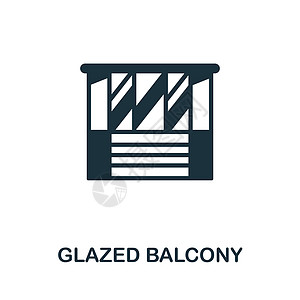 玻璃阳台图标 来自阳台系列的单色标志 用于网页设计信息图表和 mor 的创意玻璃阳台图标插图图片