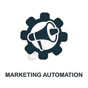 营销自动化图标 来自内容营销系列的单色标志 网页设计信息图表和 mor 的创意营销自动化图标说明图片
