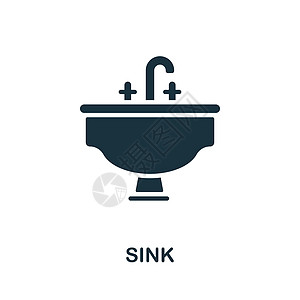 接收器图标 浴室系列中的单色标志 网页设计信息图表和 mor 的创意水槽图标插图图片
