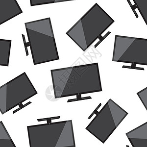 电视逼真的无缝图案背景 商业平面矢量图 电视标志符号模式电子反射监视器技术水晶屏幕白色展示娱乐视频图片