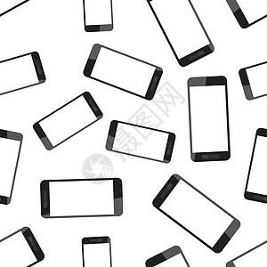 智能手机无缝图案背景 商业平面矢量图 逼真的电话设备标志符号模式电子小样细胞白色横幅触摸屏屏幕工具插图图片