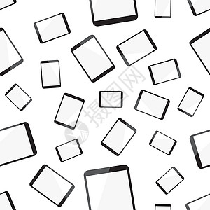 平板电脑无缝图案背景 商业平面矢量图 逼真的设备标志符号模式手机电话工具触摸屏屏幕读者技术互联网空白软垫图片