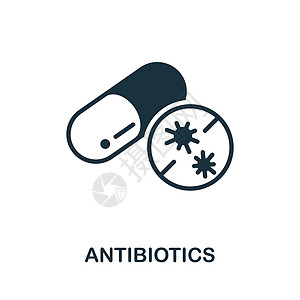 抗生素图标 来自生物工程系列的单色标志 用于网页设计信息图表和 mor 的创意抗生素图标说明图片