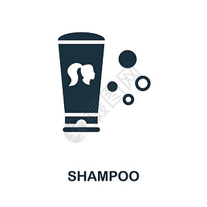 洗发水图标 浴室系列中的单色标志 用于网页设计信息图表和 mor 的创意洗发水图标插图图片