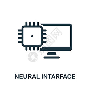 神经界面图标 来自生物工程系列的单色标志 网页设计信息图表和 mor 的创意神经 Intarface 图标说明图片