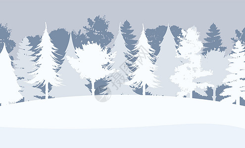 平坦的白雪森林 冬天在森林背景中 矢量图解图片