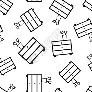 橱柜家具无缝图案背景 商业平面矢量图 家具符号图案装饰贮存内阁草图标签公寓风格白色房间插图图片