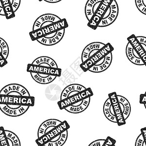 美国制造邮票无缝图案背景 商业平面矢量图 美国制造符号模式印象制造业出口标签品牌市场水印插图质量专利图片