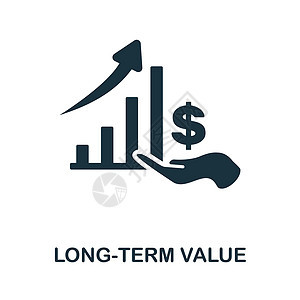 长期价值图标 来自数字转换集合的单色符号 用于网页设计信息图表和 mor 的创意长期价值图标说明图片