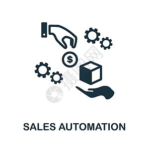 销售自动化图标 企业发展系列中的单色标志 网页设计信息图表和 mor 的创意销售自动化图标说明图片