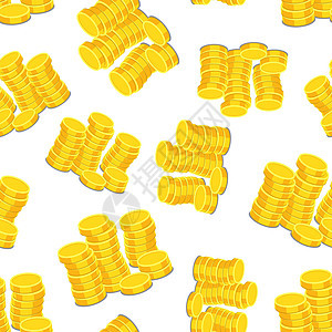 钱硬币无缝图案背景 商业平面矢量图 金币符号图案金子圆形金属奢华金融财富宝藏插图投资黄色图片