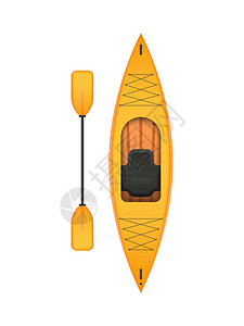 黄色塑料皮艇 一系列简单的平板船和水上运动的一部分 矢量插图图片