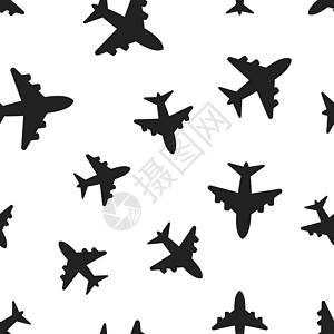 飞机无缝图案背景 业务概念矢量图 机场平面符号模式图片