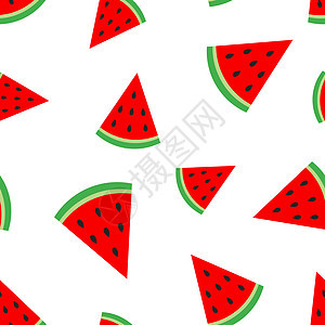 西瓜果实无缝图案背景 业务概念矢量图 成熟的水果符号图案浆果花园情调热带插图蔬菜食物甜点营养绘画图片