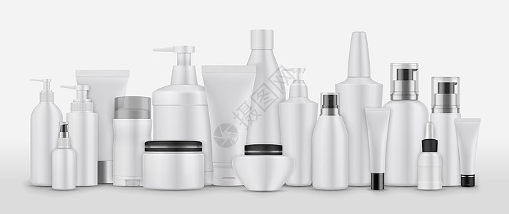 Realsitic 化妆品包装套装系列产品淋浴液体奶油身体润肤收藏管子牛奶温泉图片