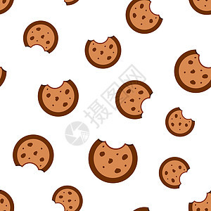 Cookie 无缝图案背景 业务概念矢量图 芯片饼干甜点食品符号模式糖果食物蛋糕网络巧克力糕点奶油小吃烘烤插图背景图片