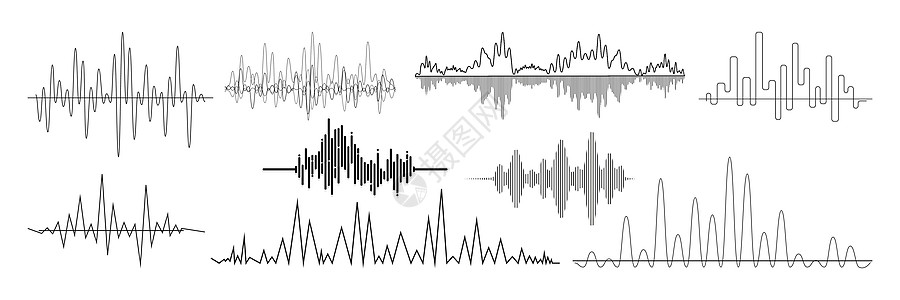 现实的声波集 collectio频率曲线体积海浪声波旋律均衡器信号插图振动图片