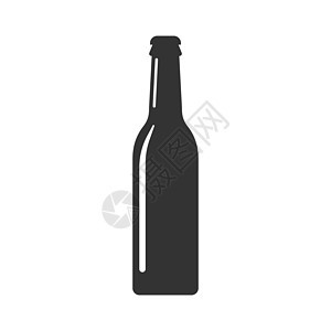 平面样式的啤酒瓶图标 白色孤立背景上的酒精瓶插图 啤酒伏特加酒概念背景图片
