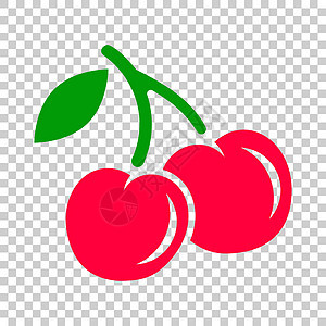 樱桃浆果矢量图标 在孤立的透明背景上的樱桃插图 甜樱桃健康食品图片
