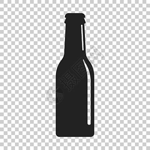 平面样式的啤酒瓶图标 孤立透明背景上的酒精瓶插图 啤酒伏特加酒概念图片
