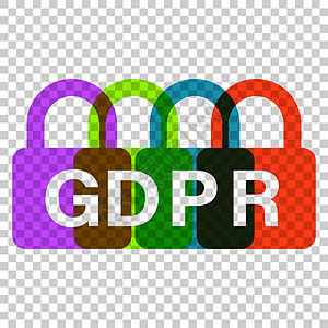 平面样式的一般数据保护法规挂锁矢量图标 孤立透明背景上的 GDPR 插图  GDPR 概念键盘软垫法律隐私保障商业互联网电脑控制图片