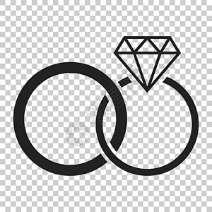 带有平面样式的钻石矢量图标的订婚戒指 婚礼珠宝戒指插图在孤立的透明背景上 浪漫关系概念水晶耳环奢华项链仪式展示新娘礼物金子丈夫图片