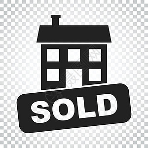 卖房子图标 在孤立背景下以平面样式表示的矢量插图 简单的商业概念象形图图片
