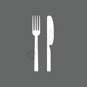 烹饪图标 刀叉勺符号 平板设计 矢量图解厨房团体插图用具用餐早餐白色金属桌子环境图片