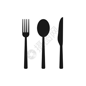 烹饪图标 刀叉勺符号 平板设计 矢量图解用具午餐食物早餐咖啡店银器宴会厨房用餐白色图片
