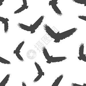 飞鸟无缝图案背景图标 商业平面矢量图 飞鸥标志符号模式横幅航海航班翅膀风格海洋天空装饰羽毛动物群图片