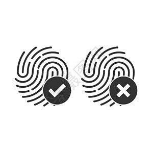 识别符号 指纹图标 矢量插图 平面设计打印白色圆圈技术商业解决方案拇指身份安全圆形图片