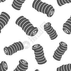 钱美元硬币无缝图案背景 商业平面矢量图 钱硬币符号模式图片