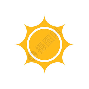太阳矢量图标 白色孤立背景上的夏日阳光插图 太阳阳光概念日落网站季节辉光气候旅行强光黄色网络射线图片