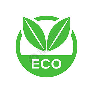 平面样式的生态标签徽章矢量图标 白色孤立背景上的有机产品邮票插图 生态天然食品概念图片