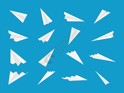具有不同视图和角度的白皮书平面集合航空玩具运输收藏折纸插图空气航班商业飞机背景图片