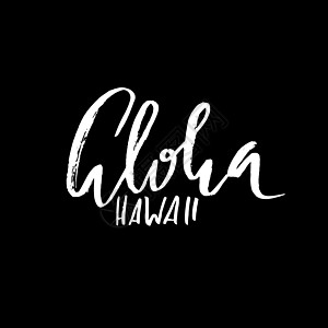 Aloha 海报 T恤衫 卡片 请柬 贴纸 标语 广告的字母设计 矢量插图打印动机横幅脚本绘画标识刻字球座标签天堂图片