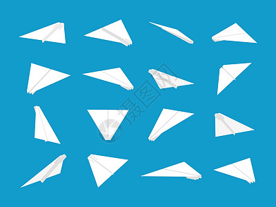 具有不同视图和角度的白皮书平面集合翅膀插图商业旅行航班航空空气折纸飞机运输背景图片