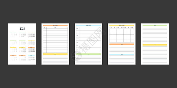 经典严格风格的 2024 年日历和每日每周每月个人计划日记模板 商务笔记本月历个人日程极简主义内敛设计 星期从周日开始规划师商业图片