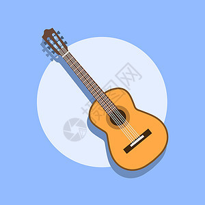 古典原声吉他 孤立的剪影古典吉他 弦乐器收藏 矢量图 eps 8 平面样式 为您的设计和业务  EP图片