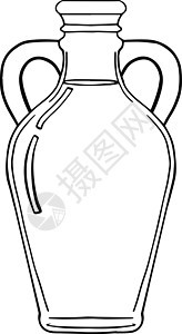 手绘矢量玻璃油瓶 复古素描风格的插图轮廓 装液体的玻璃瓶 手绘设计元素植物绘画标签瓶子草图雕刻白色化妆品水壶图片