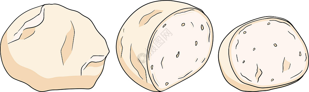马苏里拉奶酪球切片和碎片 手绘彩色素描风格的传统意大利奶酪 新鲜的软奶酪 矢量图盘子营养餐厅早餐食物布拉塔菜单午餐水牛草图图片