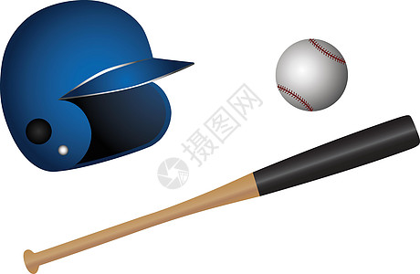 一套各种棒球设备 棒球棒 球和头盔等图片